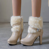 Trendy Platform High Chunky Heel Ankle Boots Oshnow